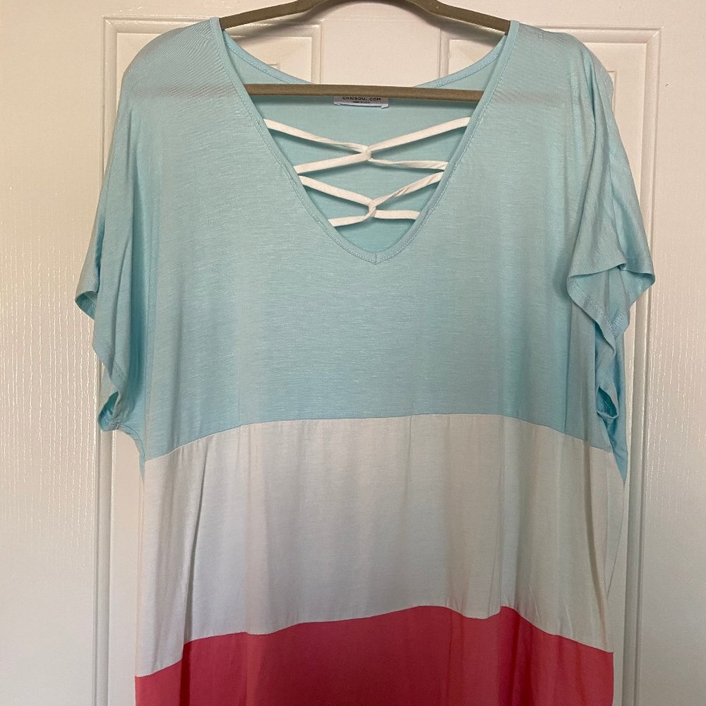 Plus Size 3xl Color Block Top